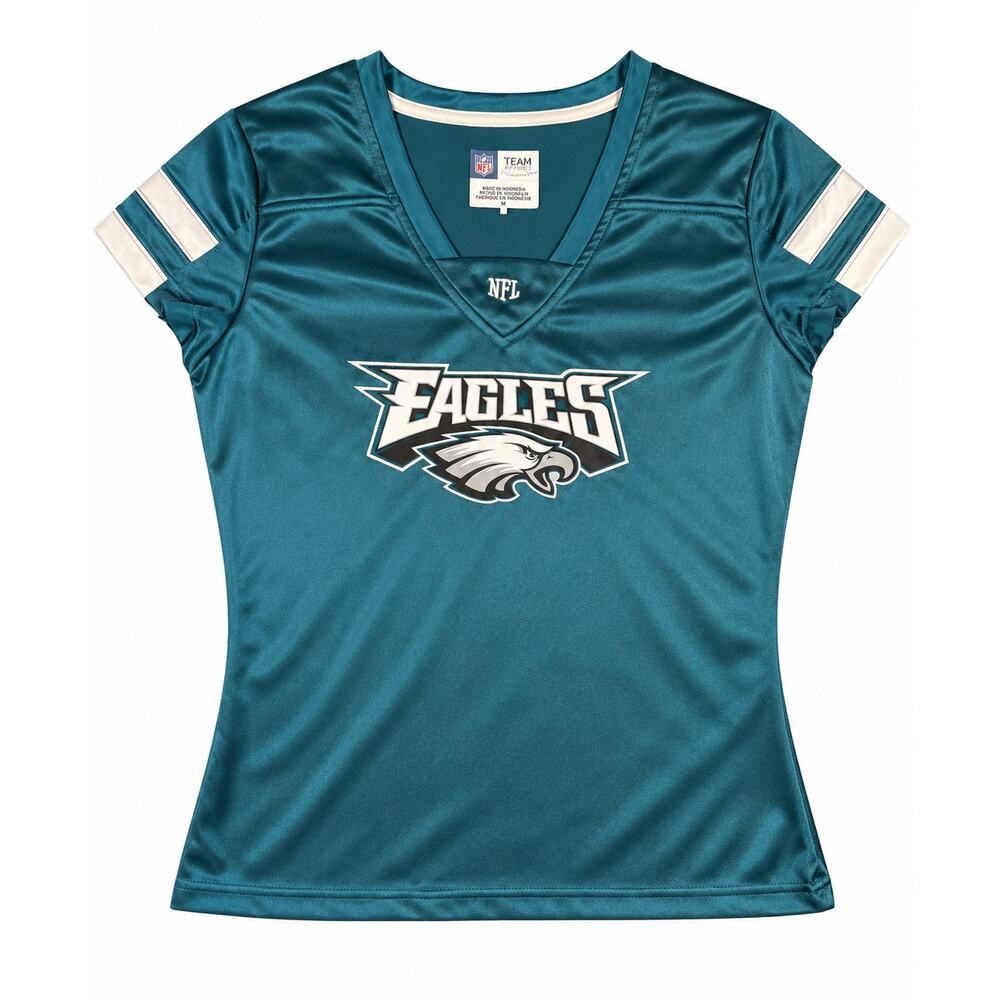 Philadelphia Eagles Women’s NFL V-Neck Jersey Shirt Teal Size Medium